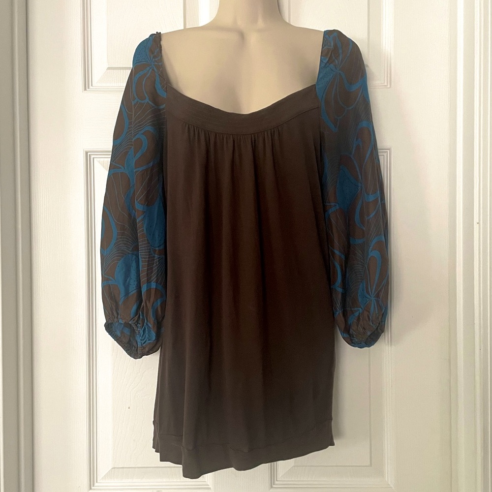 Flounce Silk Sleeve Tunic Top